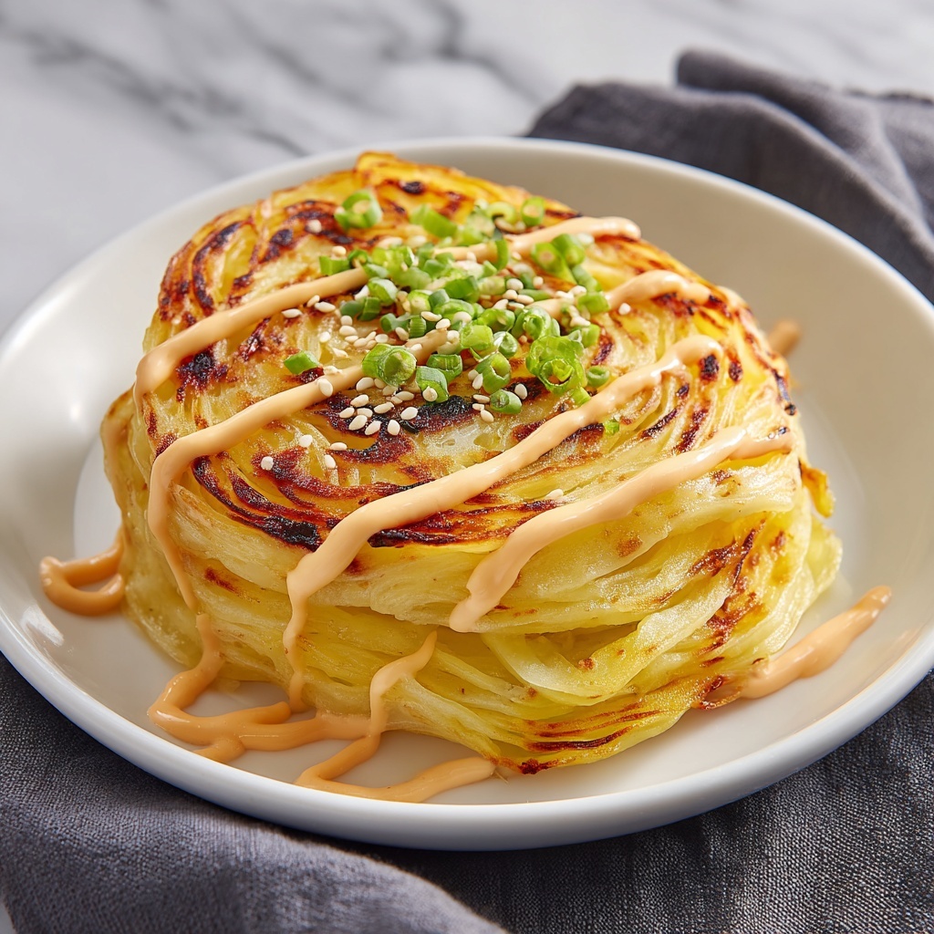 Savory Cabbage Pancakes with Sriracha Mayo Recipe - Recipe Image