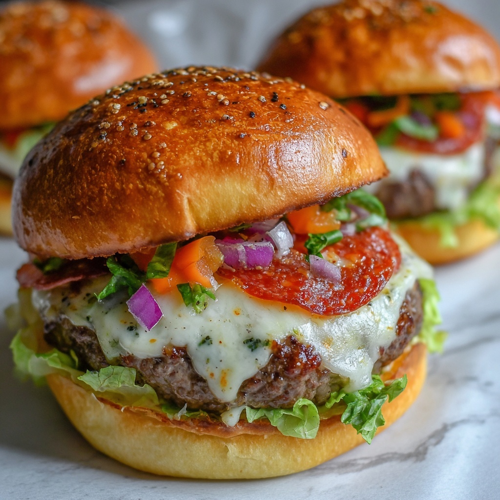 Pepperoni Burger Provolone Brioche: A Flavorful Delight Recipe - Recipe Image