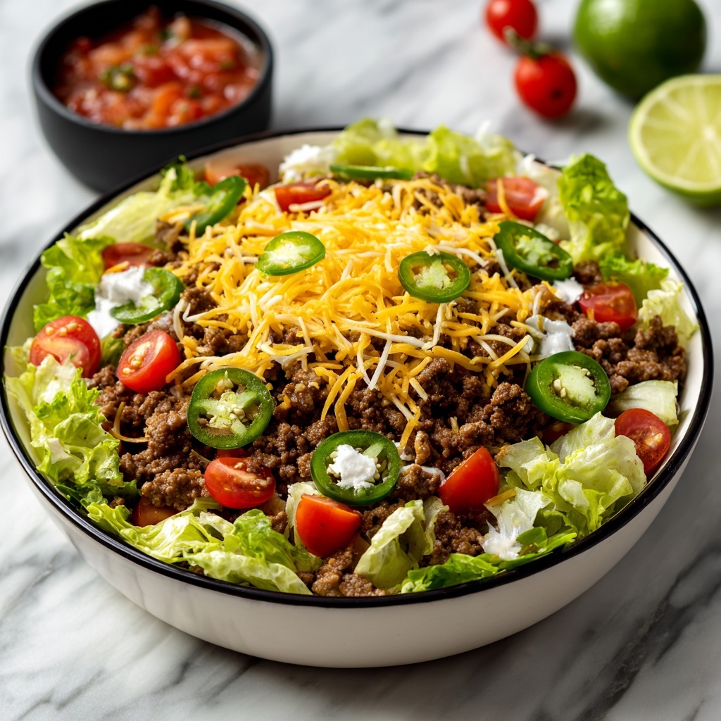 Taco Salad with Ground Beef, Cheddar, and Avocado Recipe - Recipe Image