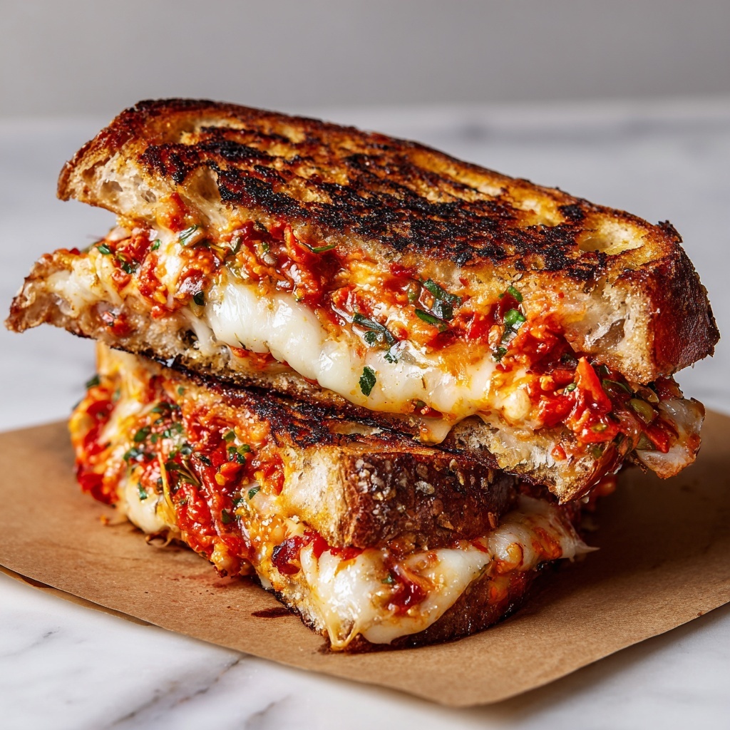 Garlic Parmesan Pizza Grilled Cheese Recipe - Recipe Image