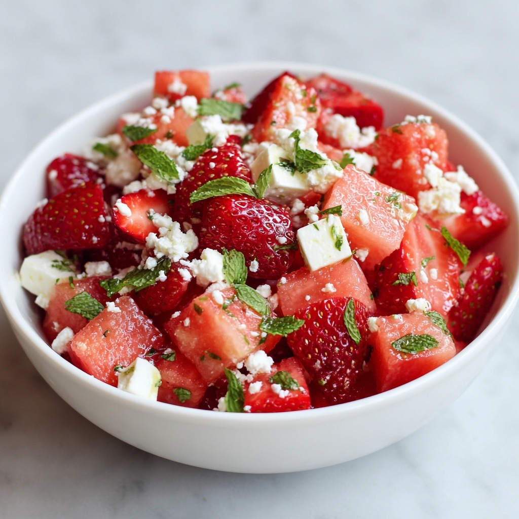 Watermelon Strawberry Salad with Honey Bliss Dressing Recipe - Recipe Image