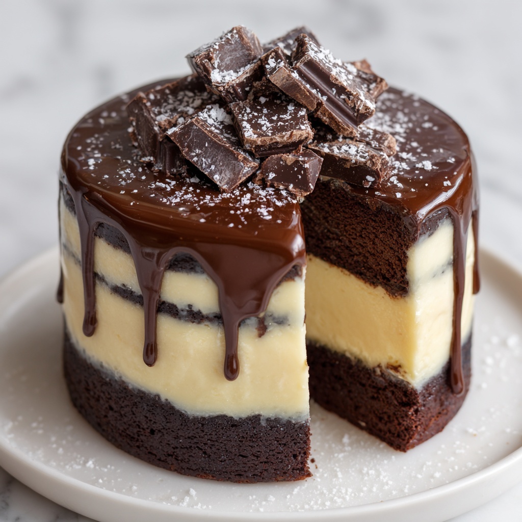 Brownie Cheesecake with Chocolate Ganache Recipe - Recipe Image