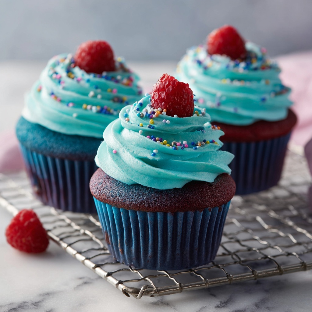 Blue Velvet Cupcakes with Vibrant Blue Buttercream Frosting Recipe - Recipe Image