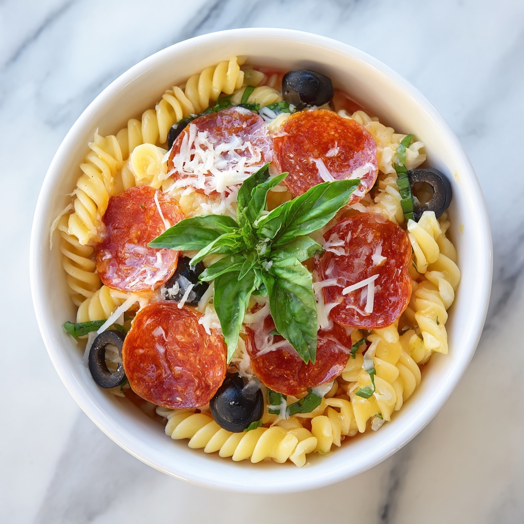 Pepperoni Pizza Pasta Salad Recipe - Recipe Image