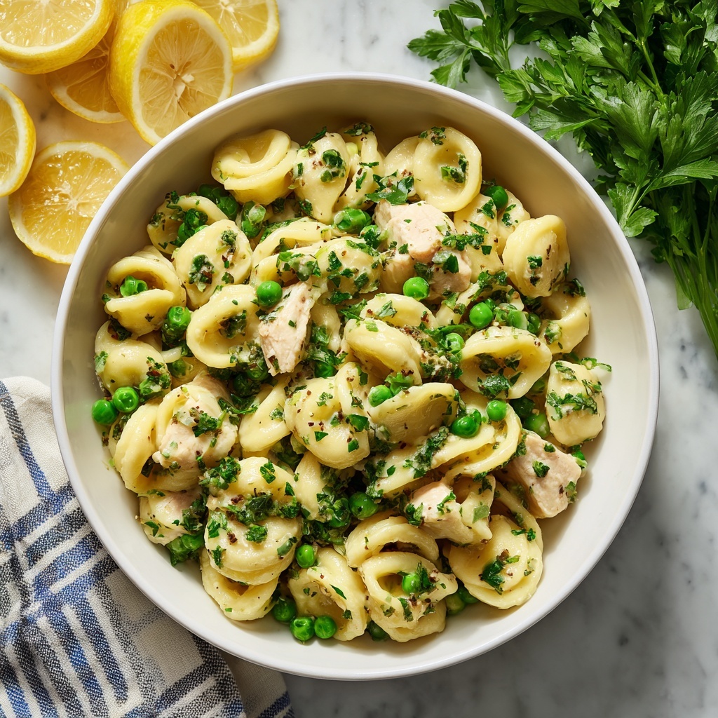 Vegan Creamy Lemon Pasta with Peas Recipe - Recipe Image