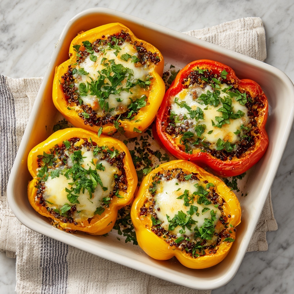 Cheesy Stuffed Bell Peppers with Ground Beef, Rice, and Spinach Recipe - Recipe Image
