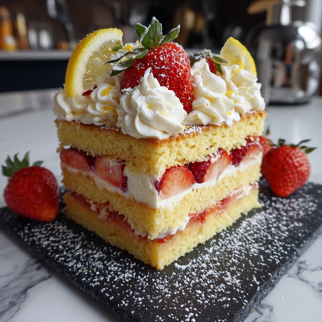 Strawberry Lemon Layer Cake Recipe - Recipe Image