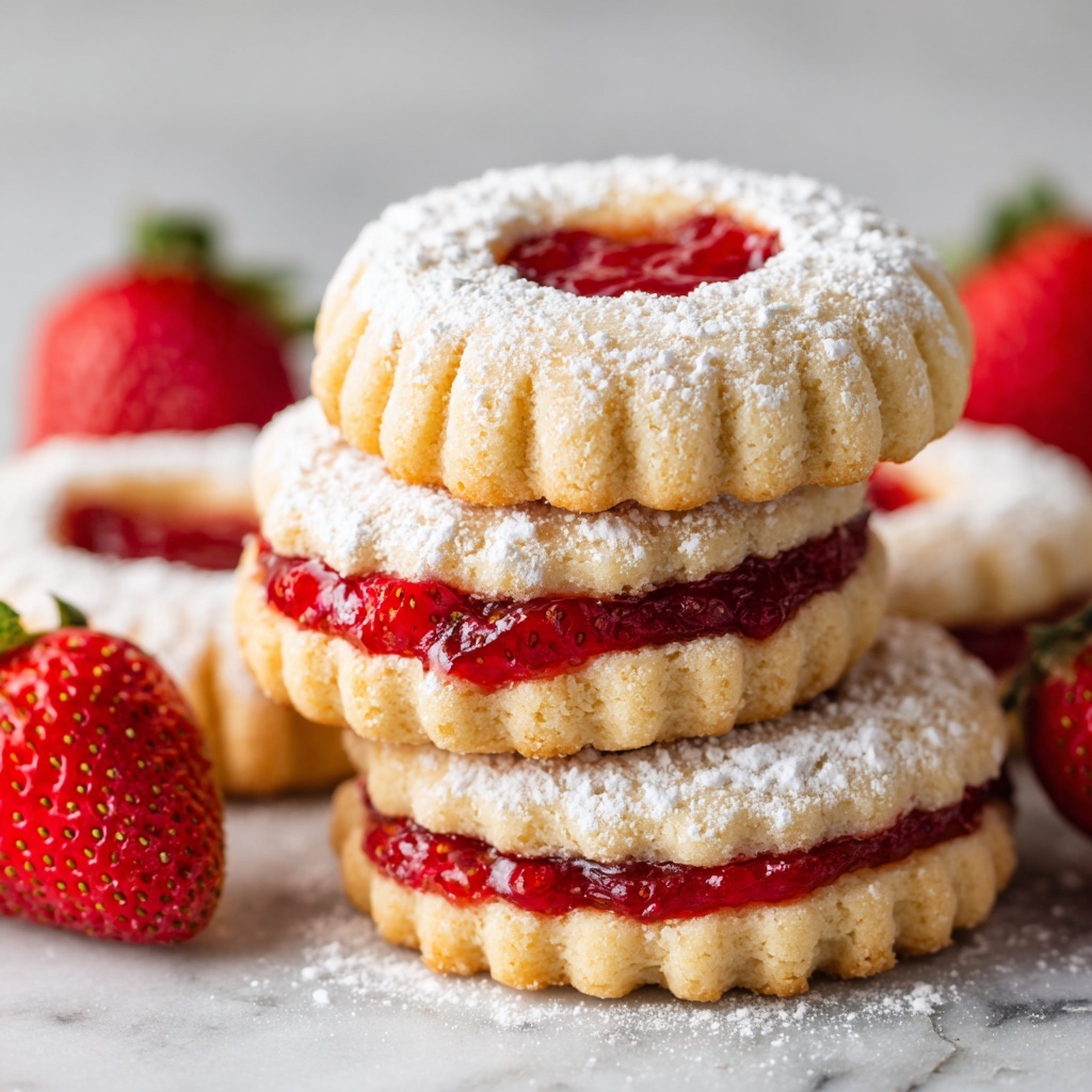 Soft Strawberry Jam Sandwich Cookies with Buttercream Filling Recipe - Recipe Image