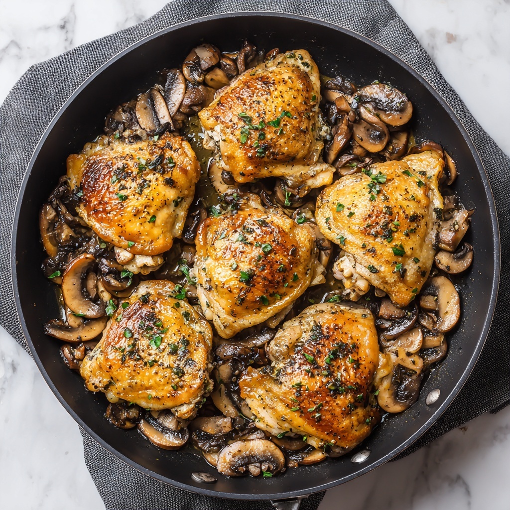 Savory Garlic Mushroom Chicken Thighs in One Pan Bliss Recipe - Recipe Image