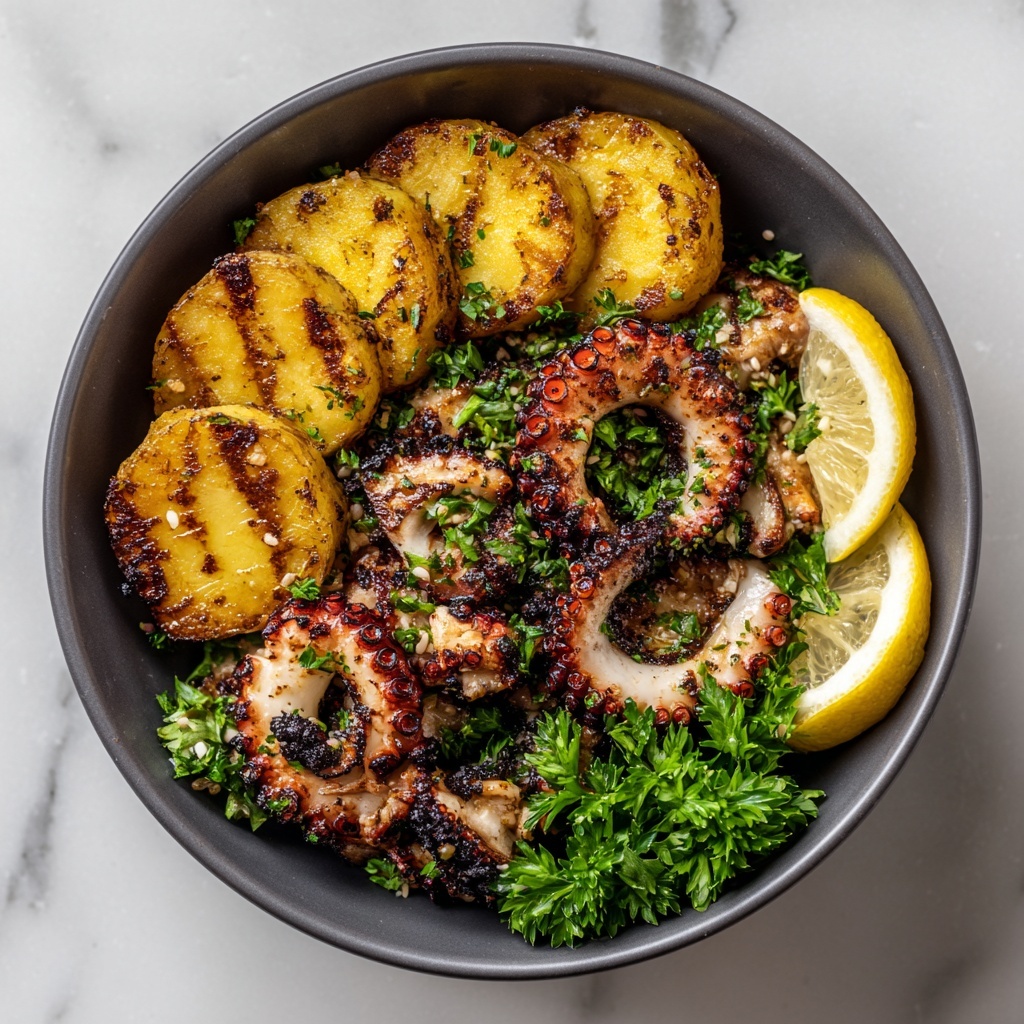 Grilled Octopus with Lemon, Parsley, and Red Pepper Flakes Recipe - Recipe Image