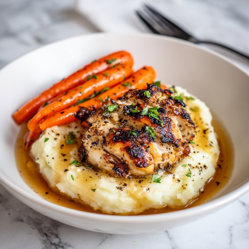 Garlic Herb Chicken with Creamy Mash and Roasted Carrots Recipe - Recipe Image
