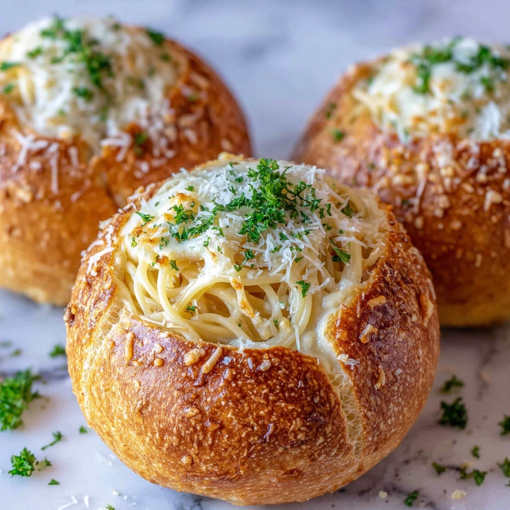 Spaghetti Garlic Bread Bowls Recipe - Recipe Image