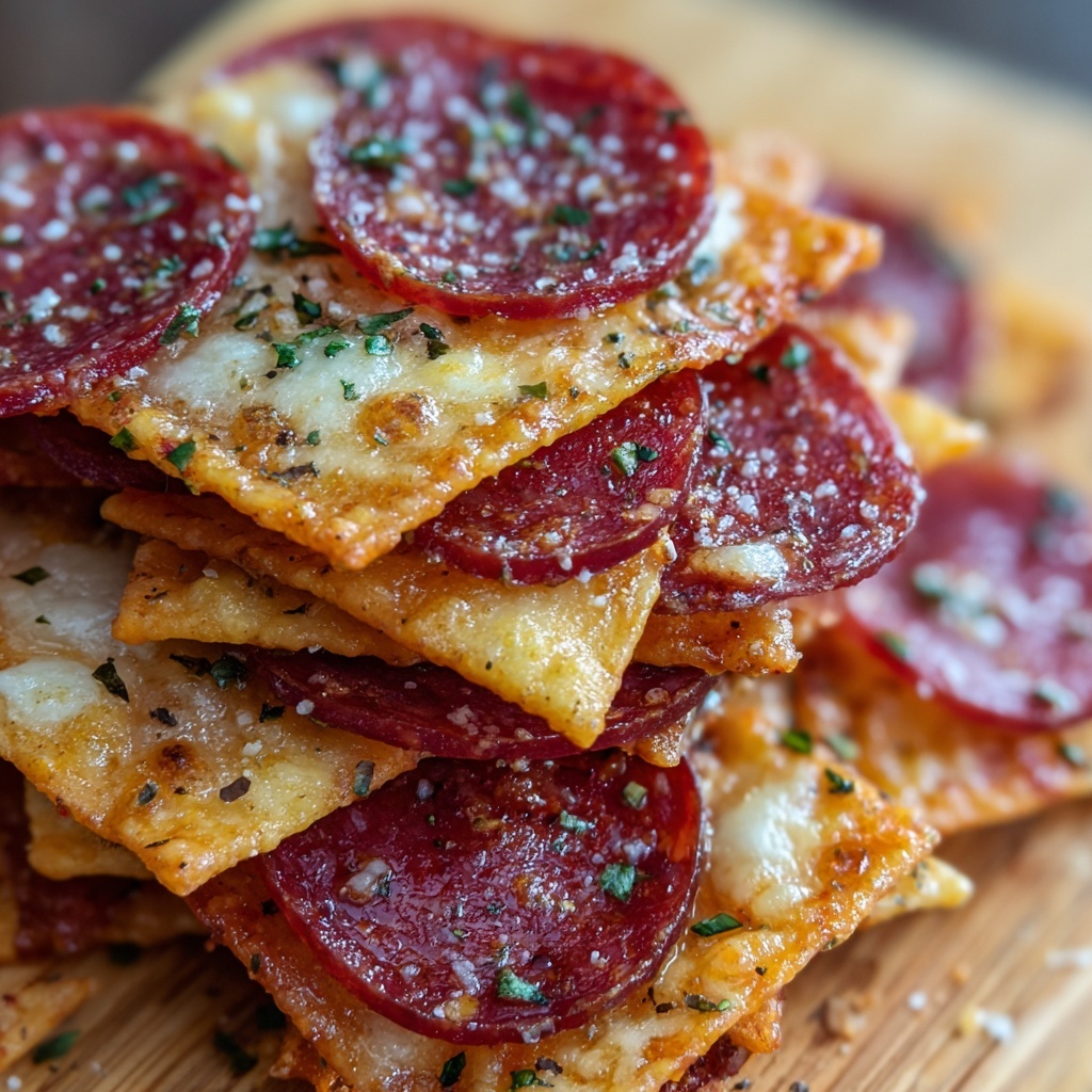 Keto Pizza Chips: Your Crispy Low-Carb Snack Solution Recipe - Recipe Image
