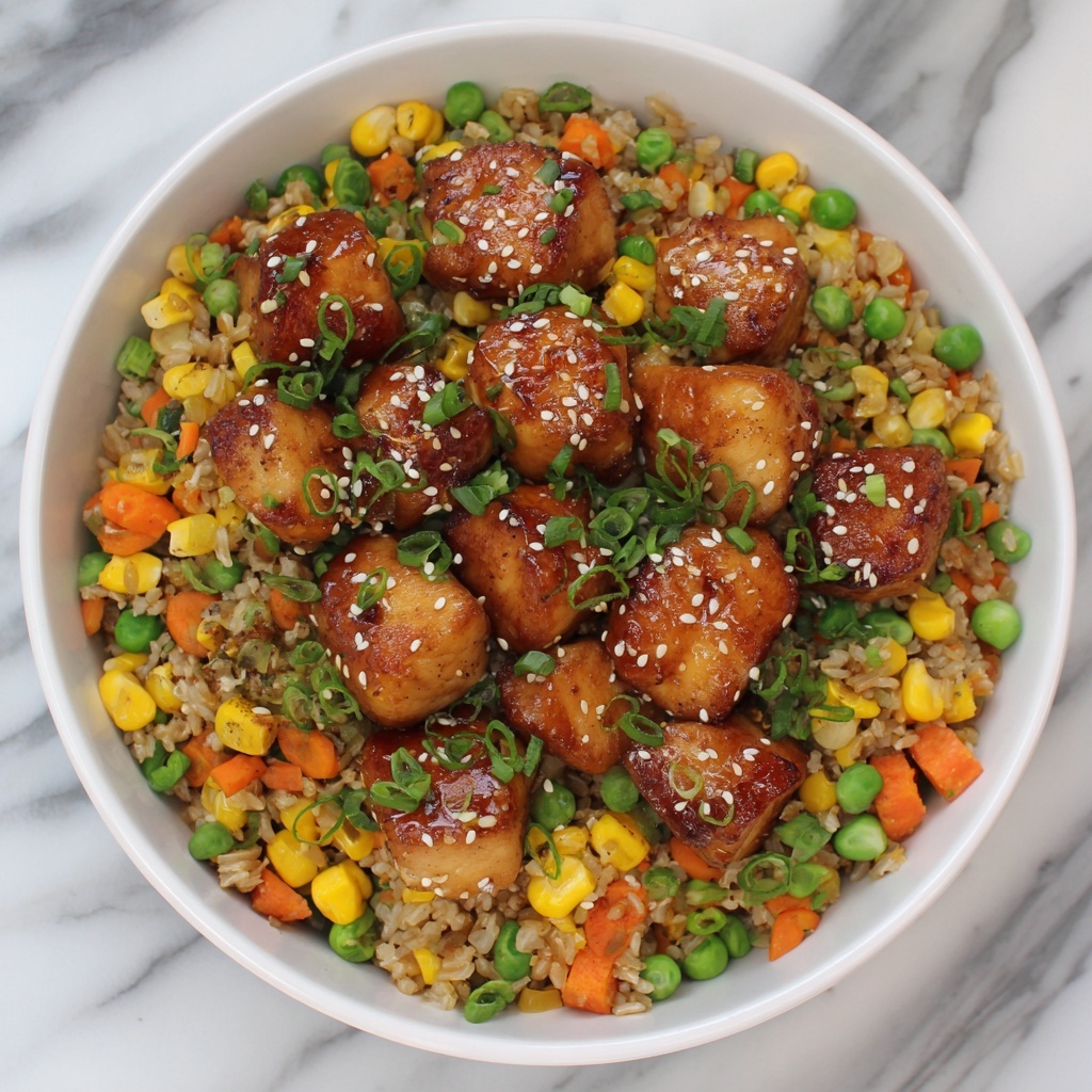 High Protein Crispy Garlic Chicken Fried Rice Recipe - Recipe Image