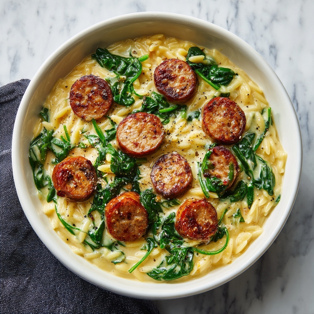 Italian Sausage Orzo with Spinach and Parmesan Recipe - Recipe Image