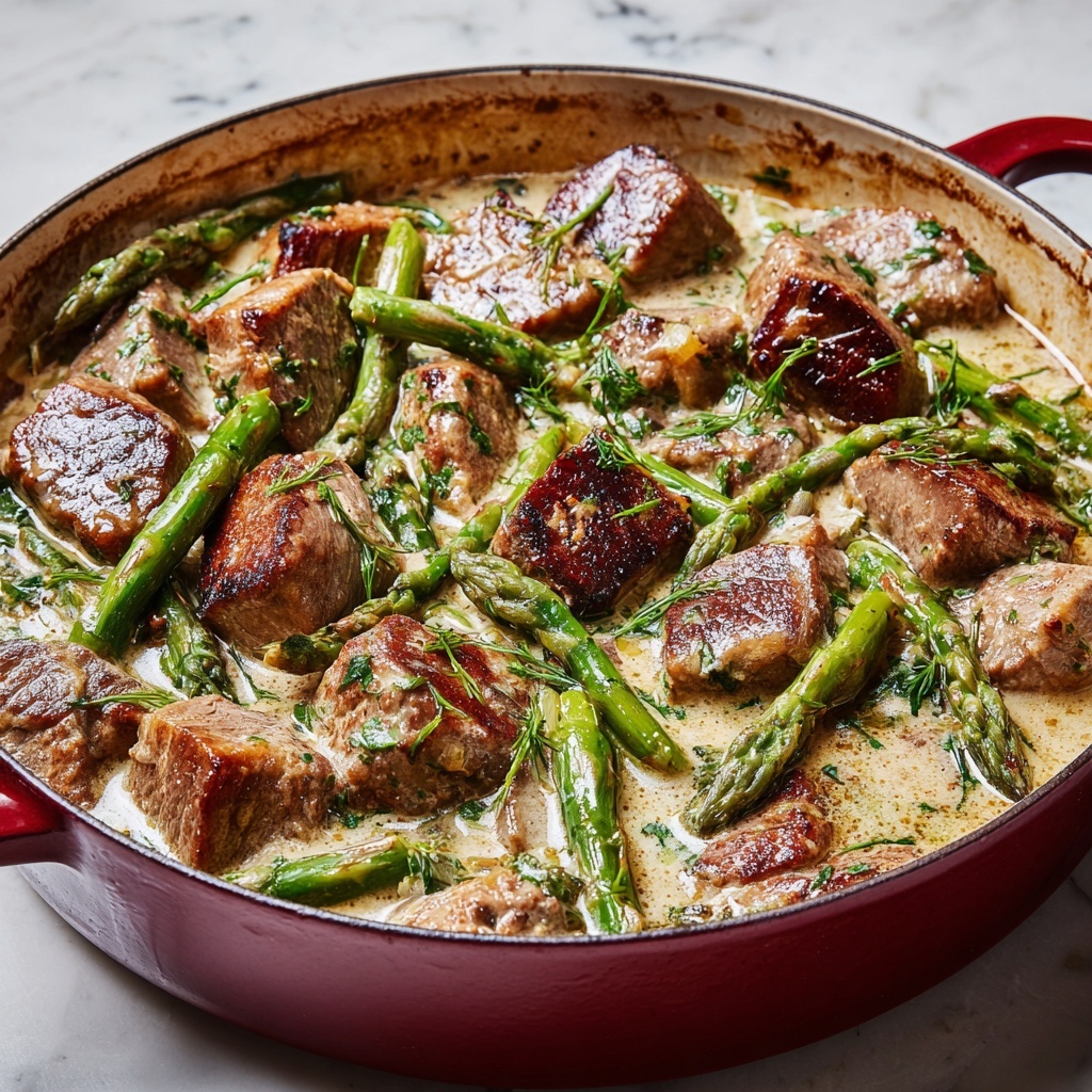 Creamy Chicken and Asparagus Skillet Recipe - Recipe Image