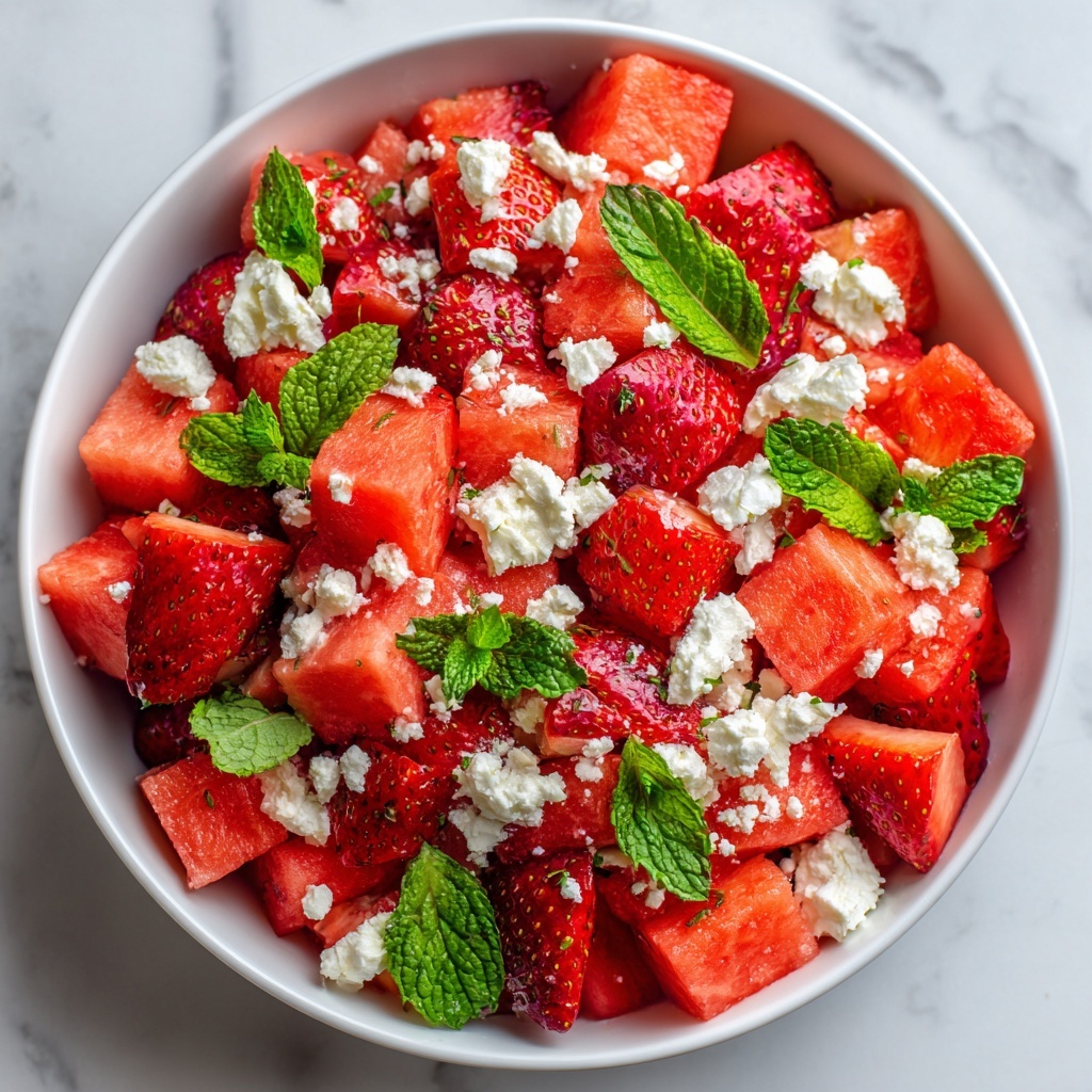 Watermelon Strawberry Salad with Honey Bliss Dressing Recipe - Recipe Image