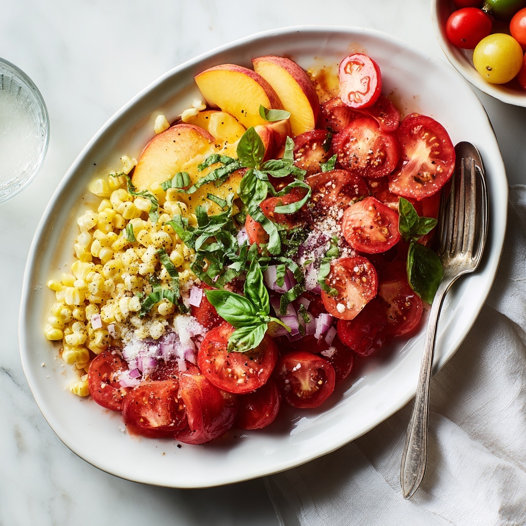 Tomato, Peach, and Corn Salad Recipe - Recipe Image
