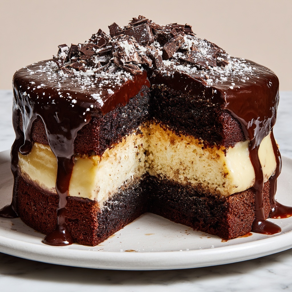 Brownie Cheesecake with Chocolate Ganache Recipe - Recipe Image
