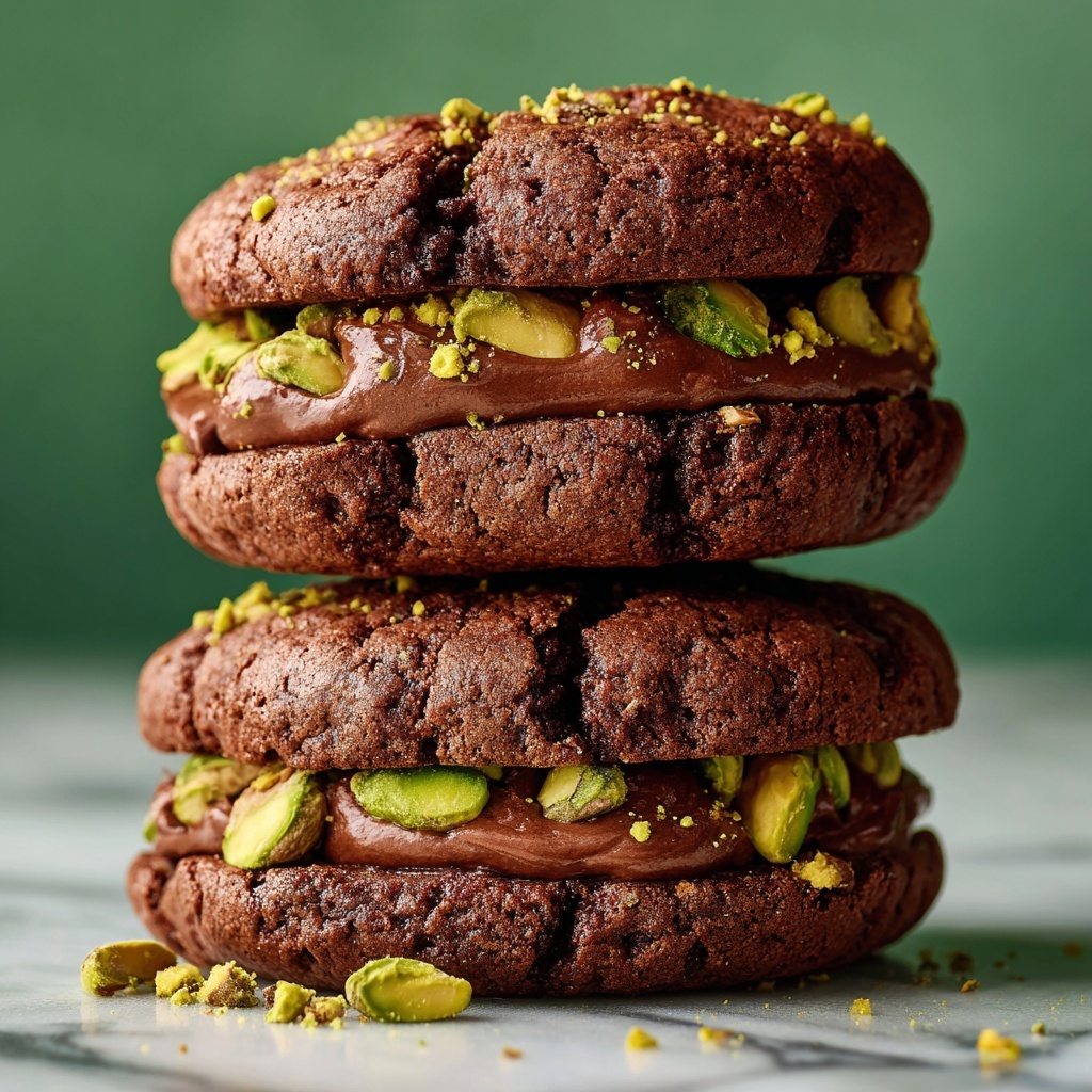 Decadent Chocolate-Pistachio Sandwich Cookies Recipe - Recipe Image