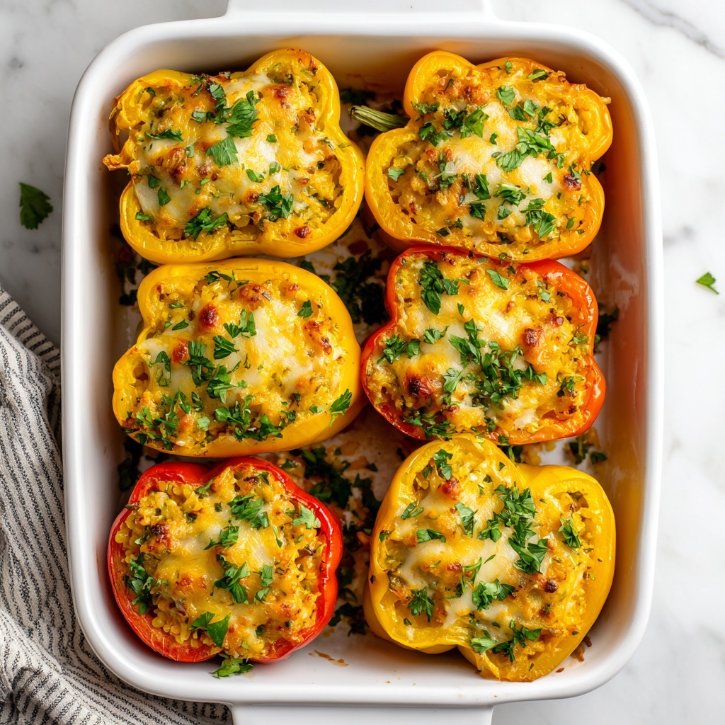 Cheesy Stuffed Bell Peppers with Ground Beef, Rice, and Spinach Recipe - Recipe Image