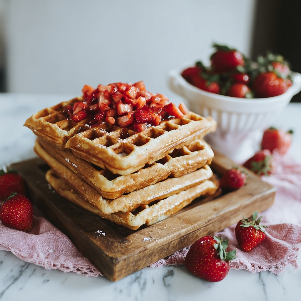 Irresistible Strawberry Waffles: Your New Breakfast Obsession Recipe - Recipe Image