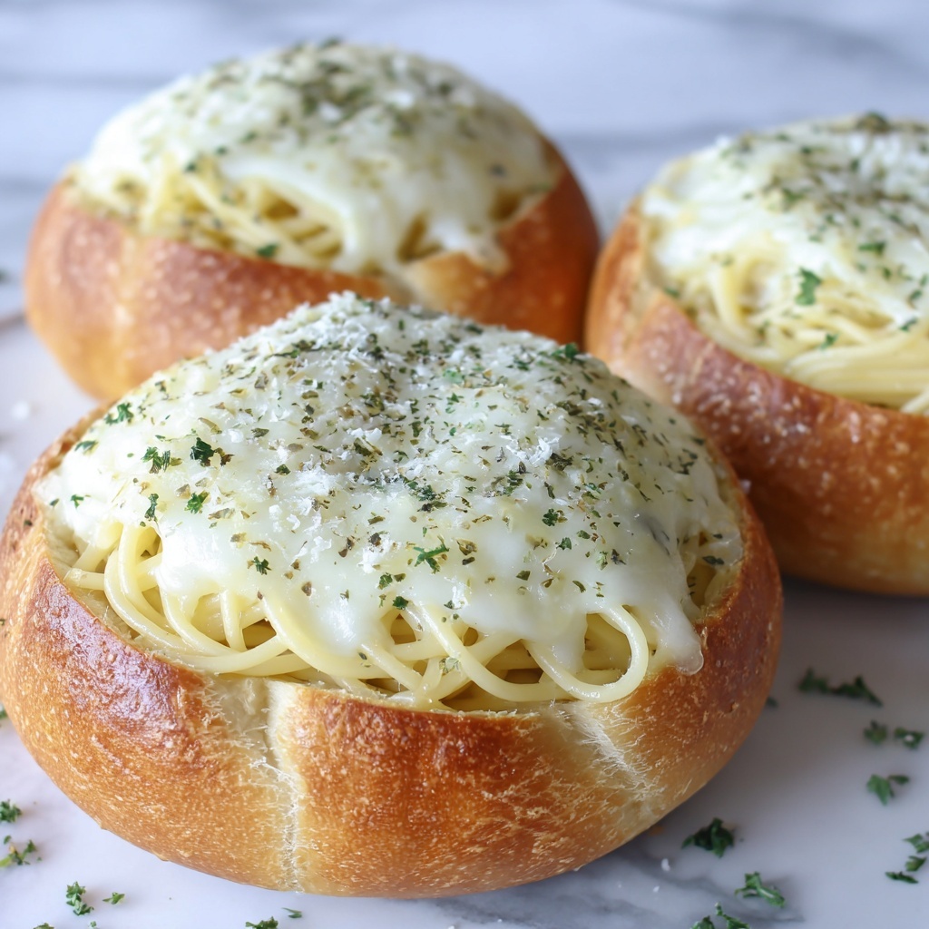 Spaghetti Garlic Bread Bowls Recipe - Recipe Image