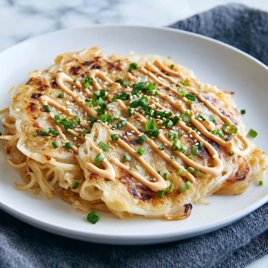 Savory Cabbage Pancakes with Sriracha Mayo Recipe - Recipe Image