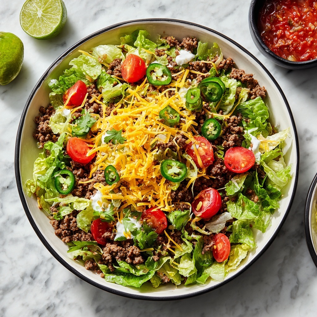 Taco Salad with Ground Beef, Cheddar, and Avocado Recipe - Recipe Image