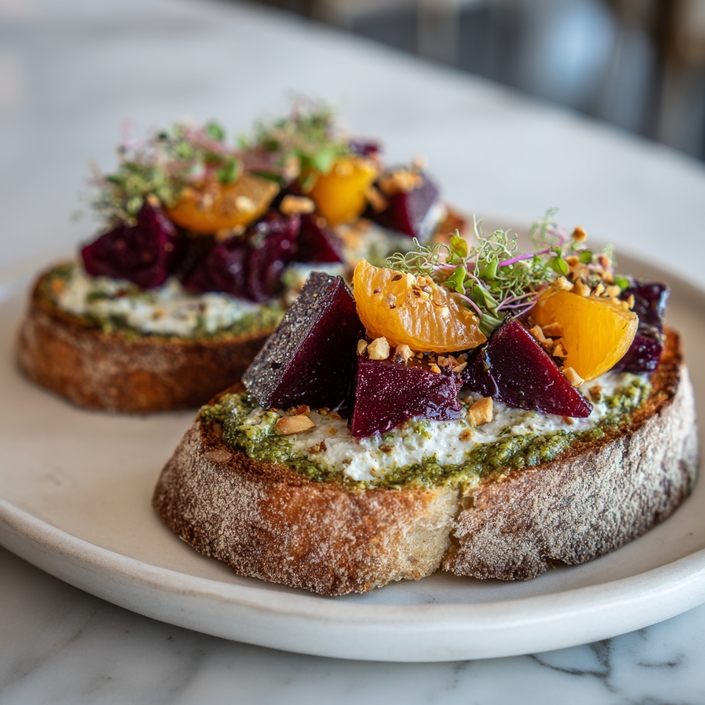 Roast Beetroot and Orange Bruschetta with Goat Cheese Recipe - Recipe Image