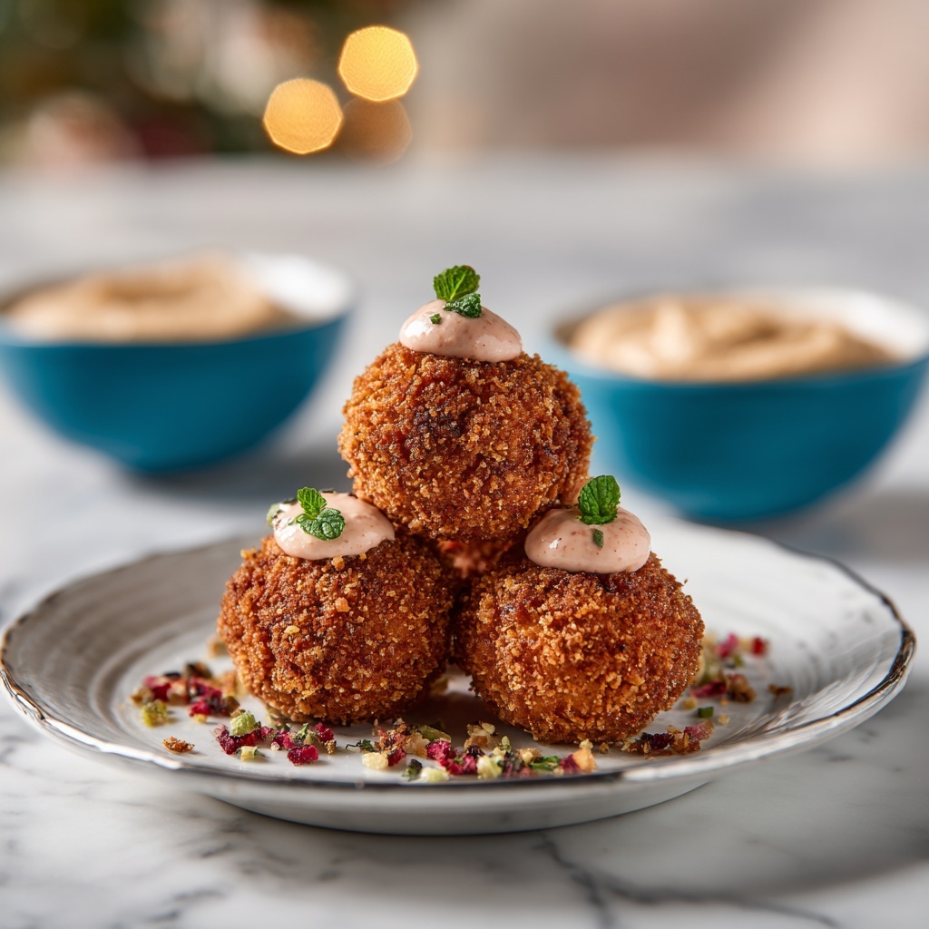 Rajma Rice Arancini with Makhani Sauce and Gourmet Garnishes Recipe - Recipe Image