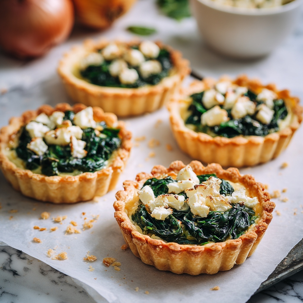 Feta and Spinach Puff Pastry Tartlets Recipe - Recipe Image