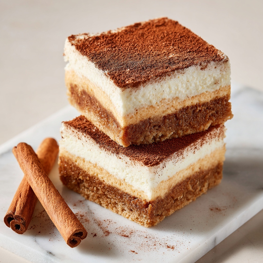 Cinnamon Churro Cheesecake Bars Recipe - Recipe Image