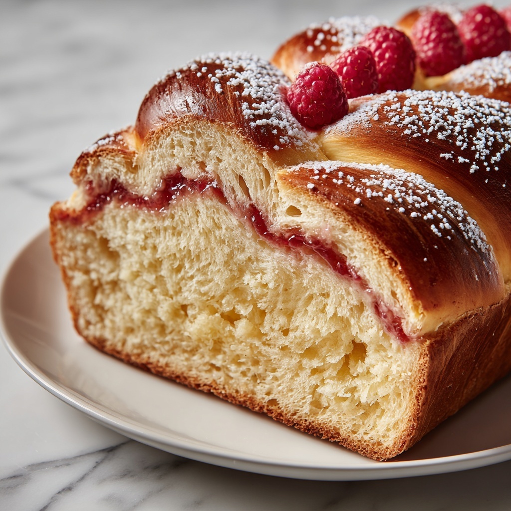 Raspberry Swirl Brioche Loaf: A Deliciously Soft and Fluffy Recipe - Recipe Image