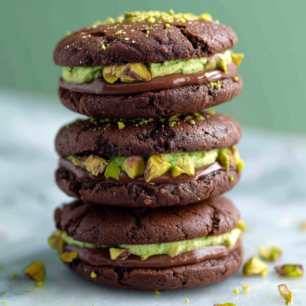 Decadent Chocolate-Pistachio Sandwich Cookies Recipe - Recipe Image