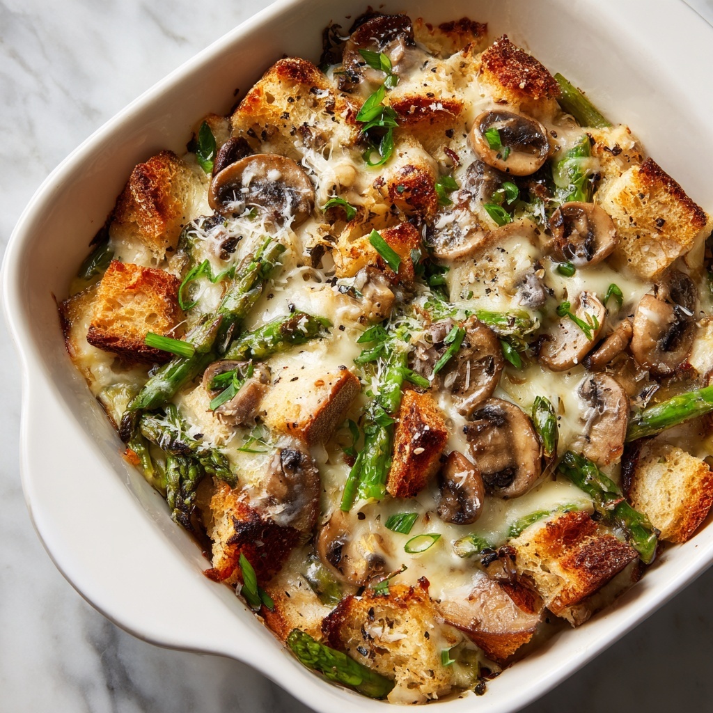 Overnight Asparagus Mushroom Strata Recipe - Recipe Image