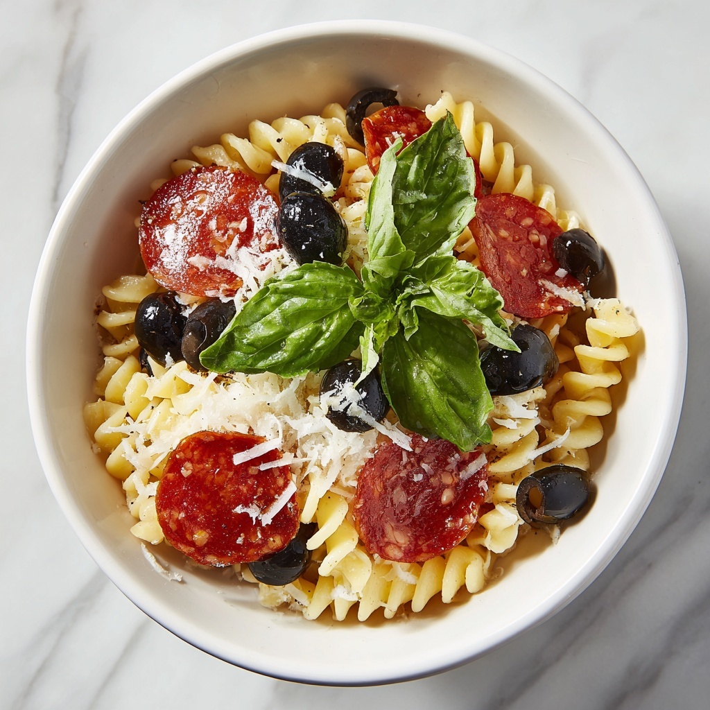 Pepperoni Pizza Pasta Salad Recipe - Recipe Image