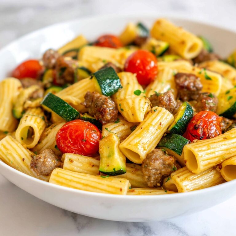 Rigatoni with Sausage, Tomatoes, and Zucchini Recipe
