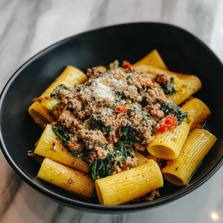 Sausage Rigatoni with Spinach Recipe