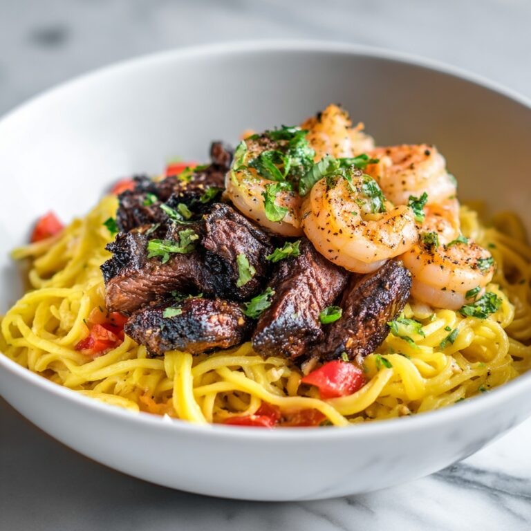 Mouthwatering Calabrian Steak and Shrimp Bucatini Delight Recipe