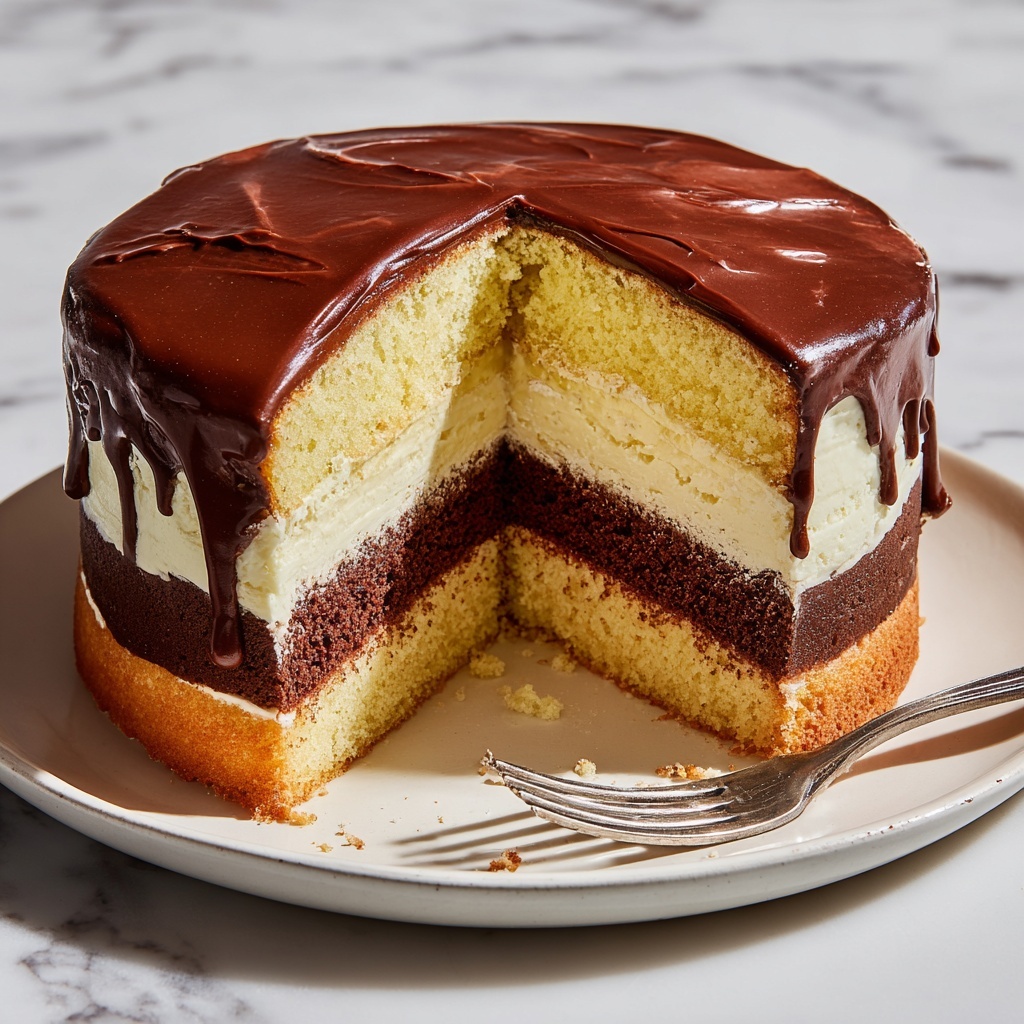 Boston Cream Pie Poke Cake Recipe - Recipe Image