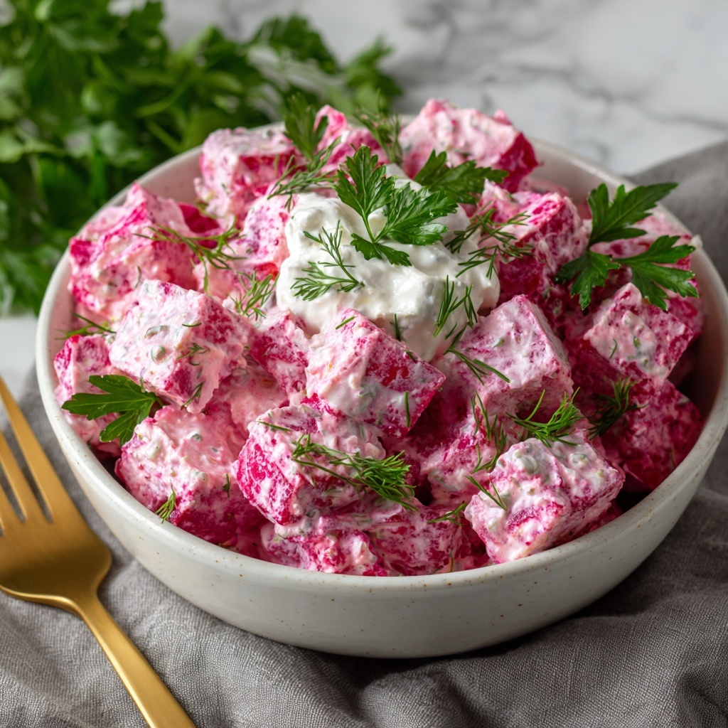 Creamy Beetroot Salad Dip with Greek Yogurt and Fresh Herbs Recipe - Recipe Image