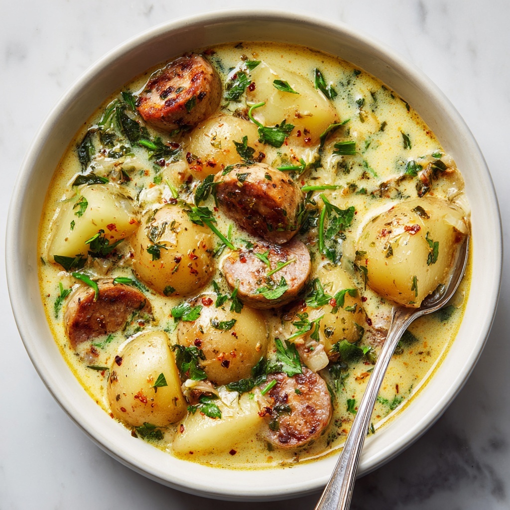 Slow Cooker Creamy Sausage and Potato Soup Recipe - Recipe Image