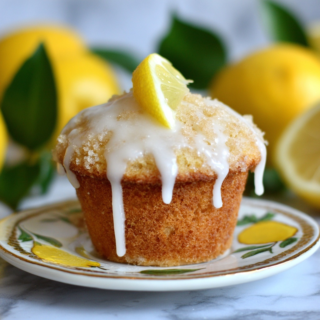 Moist Vegan Lemon Muffins with Lemon Glaze and Crumb Topping Recipe - Recipe Image