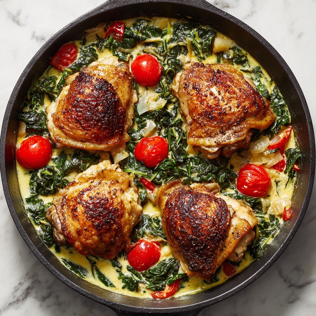 Creamy Pesto Chicken with Roasted Tomatoes and Spinach Recipe - Recipe Image