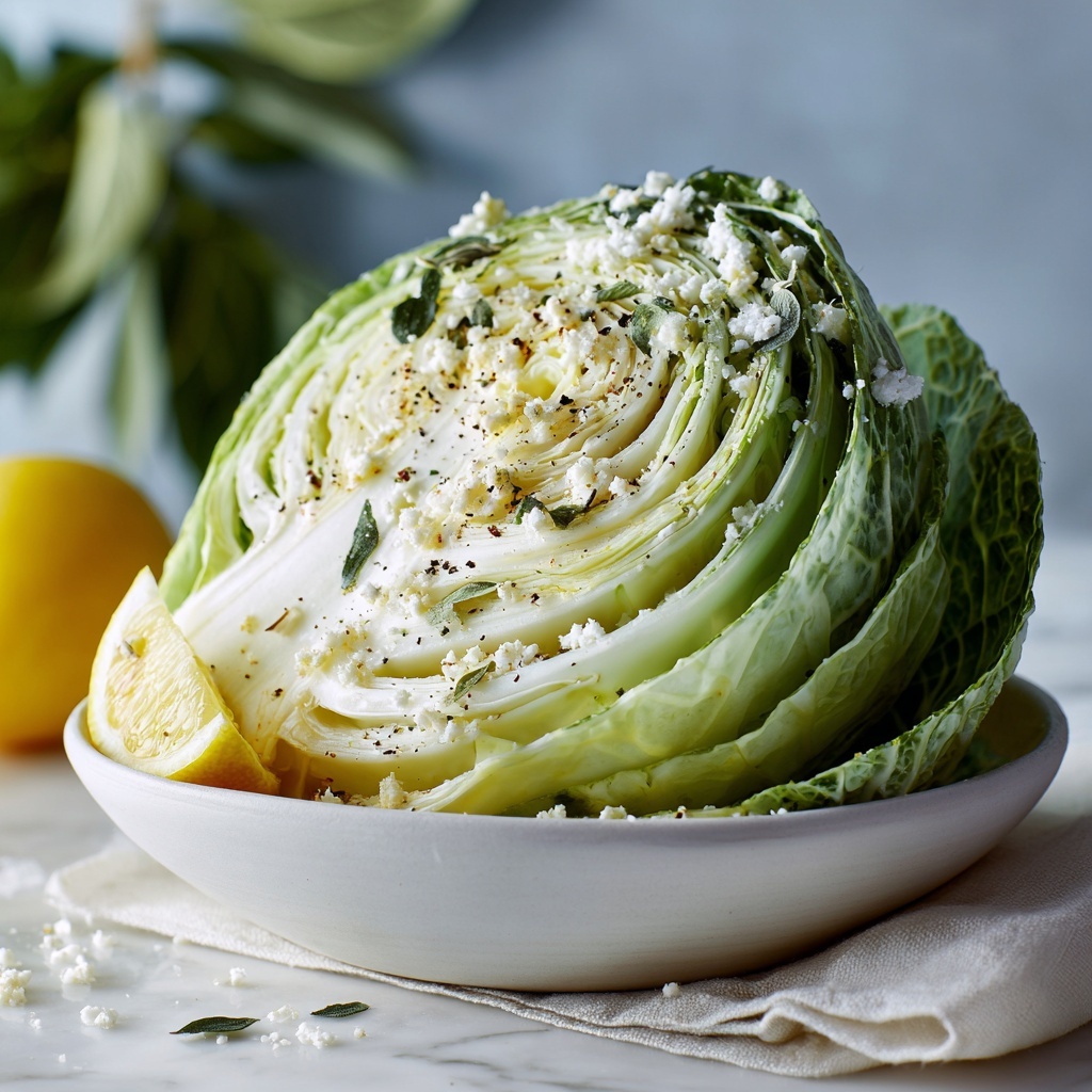 Slow Cooker Garlic Parmesan Whole Cabbage with Lemon Butter Recipe - Recipe Image