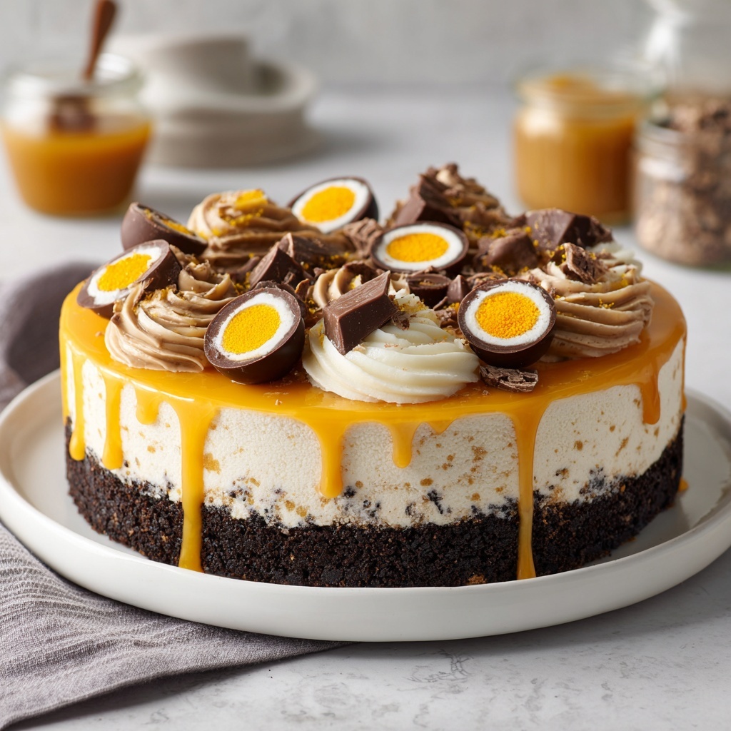 Vegan Creme Egg Cheesecake Recipe - Recipe Image