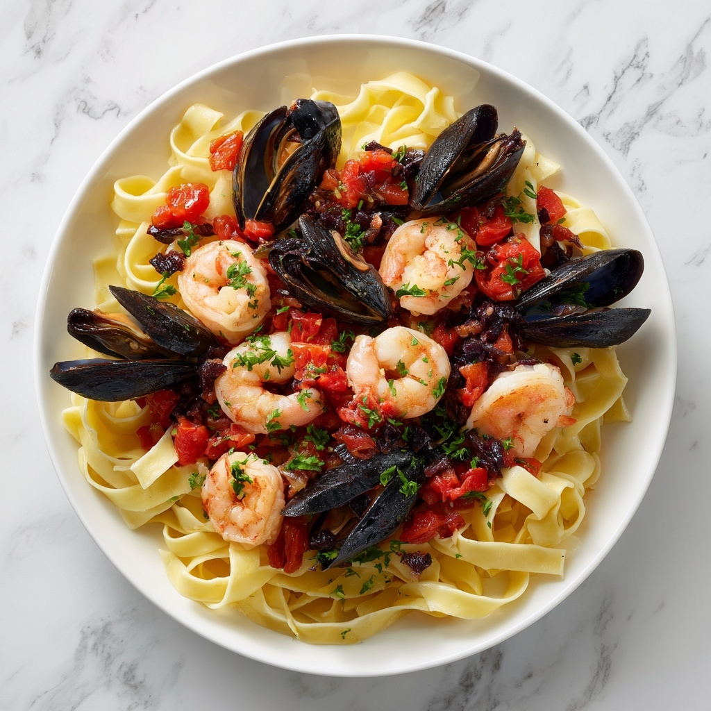 Seafood Pasta with Linguine, Shrimp, and Mussels Recipe - Recipe Image