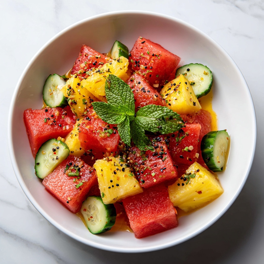 Delightfully Fresh Watermelon Pineapple Salad Recipe - Recipe Image