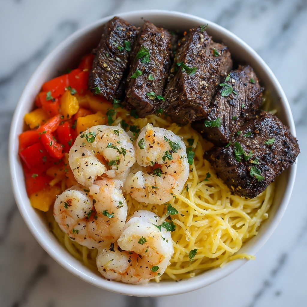 Mouthwatering Calabrian Steak and Shrimp Bucatini Delight Recipe - Recipe Image